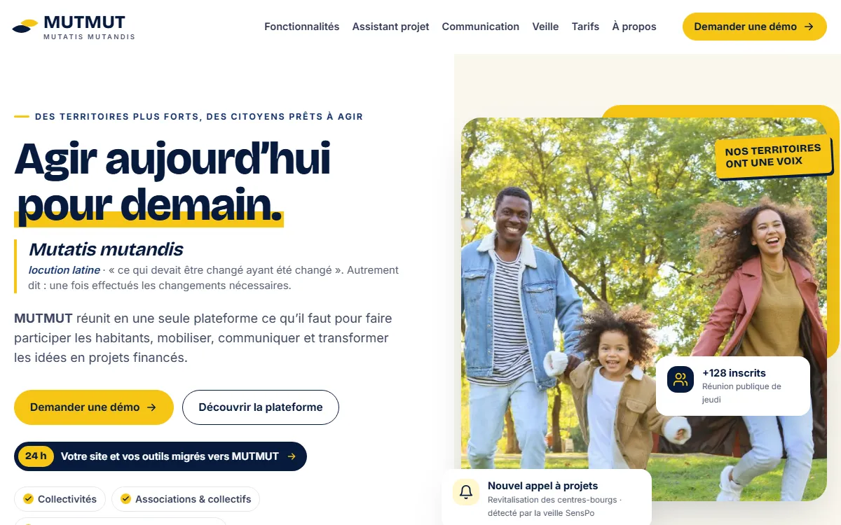 Page d’accueil de MUTMUT