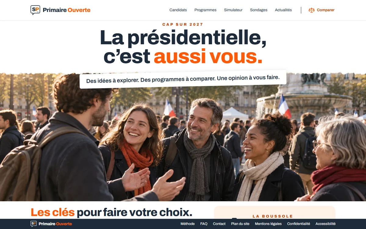 Page d’accueil de Primaire Ouverte