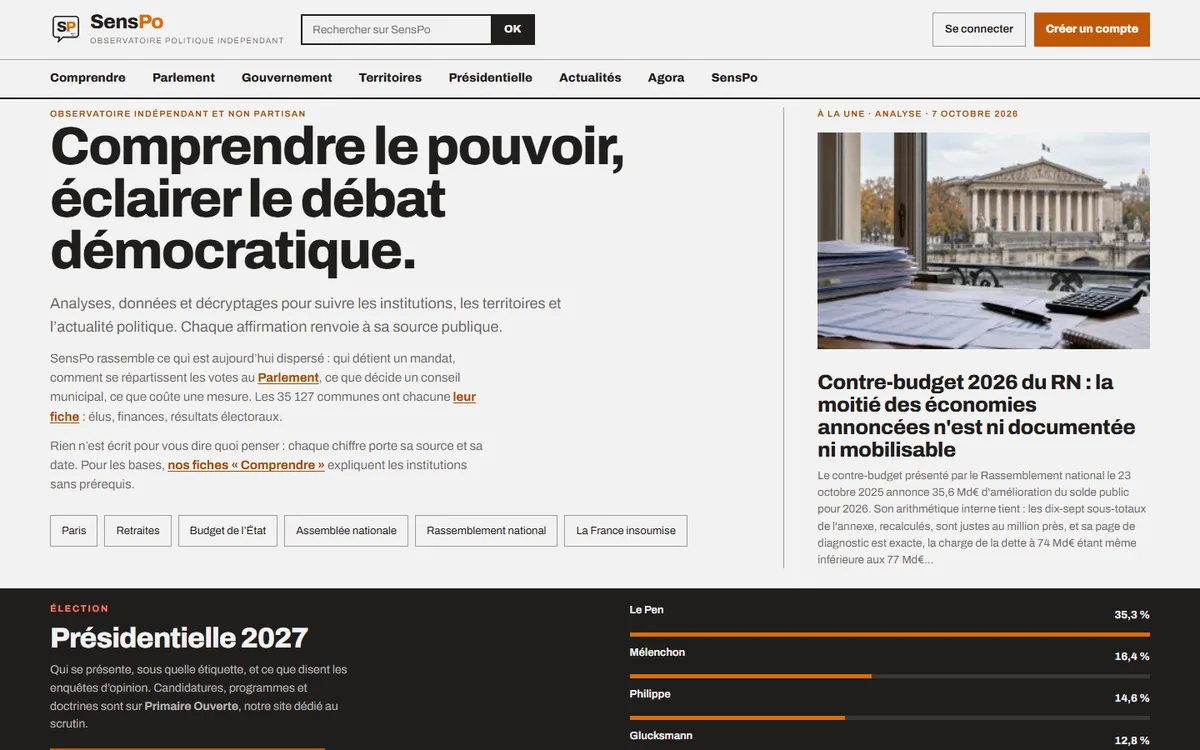 Page d’accueil de SensPo